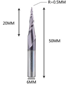 Фреза конусная для ЧПУ R0,5-D6-L50-l20
