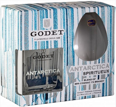 Бренди Cognac Godet Antarctica Icy White 0.5 л 40% с бокалом в подарочной упаковке (3278481003422)