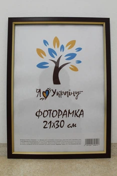 Фоторамка 21Х30, (А4), вишневий із золотою вставкою, 1511-x054-2, ОРГСКЛО + ДВП