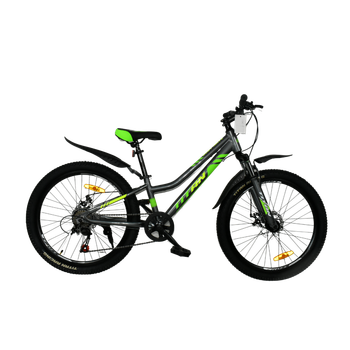 Велосипед 24 Cross Best Mate-Рама-11 Сіро-Зелений, Алюмінієвий від 120 см зріст