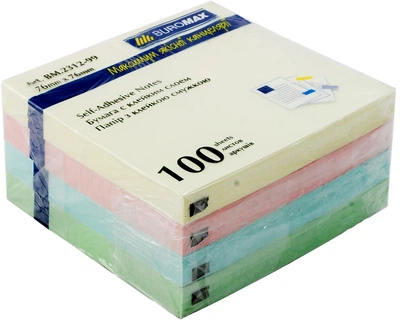 Папір для нотаток з клейким шаром Buromax 76х76 мм 100 аркушів Асорті (BM.2312-99)