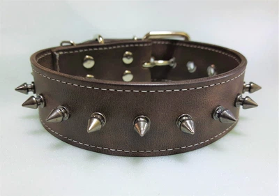 Шкіряний нашийник з невеликими шипами Lockdog M(30-44 см) (zoo0005274)