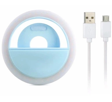 Селфи кольцо USB Вспышка для телефона Голубое