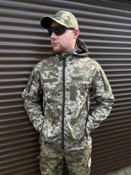 Тактическая куртка летняя soft shell пиксель Premium, Куртка пиксель, Куртка софтшелл ВСУ пиксель 46р.