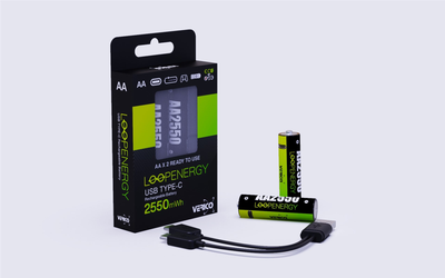 Аккумуляторная батарея Verico Loop Energy AA USB Type-C 2550mWh/1700mAh Li-ion 2 шт/уп. (1UDBT-A1WEA2-NN)