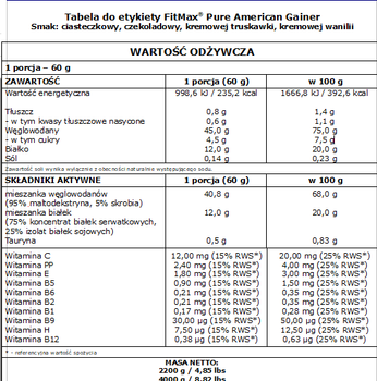 Гейнер FitMax Pure American Gainer 7200 г Печиво (5902385240253)