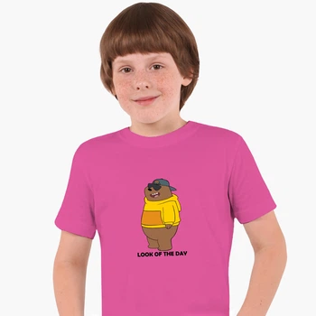 Дитяча футболка для хлопчиків Вся правда про ведмедів (We Bare Bears) (25186-2901-70) 146-152 см Бавовна Темно-рожева