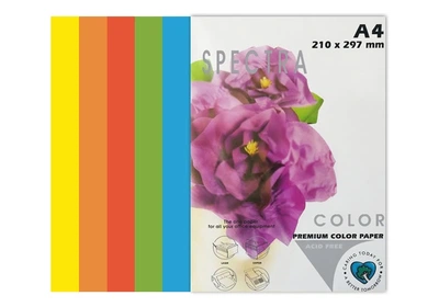 Бумага цветная Spectra Color А4 160 г/м² 50 листов, набор 5 цветов интенсив Картон цветной