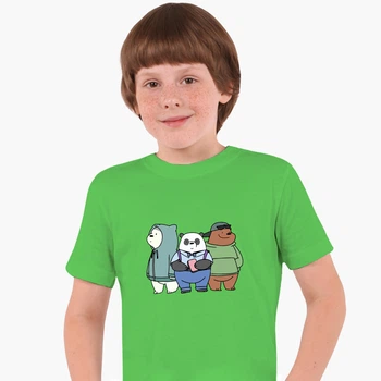 Дитяча футболка для хлопчиків Вся правда про ведмедів (We Bare Bears) (25186-2898-74) 122-128 см Бавовна Темно-зелена