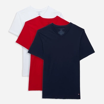 Набор футболок хлопковых длинных мужских Tommy Hilfiger 215188263 S 3 шт Белый/Красный/Синий (1159779312)