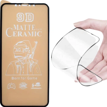Защитное гибкое стекло-пленка Matte Ceramic Glass 9D для iPhone X iPhone Xs iPhone 11 Pro с черной рамкой
