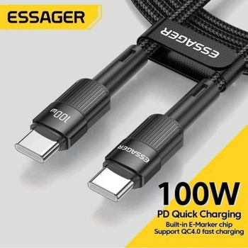 Кабель Type-c - Type-c 100W Essager PD QC4.0 FCP AFC - 1m Black