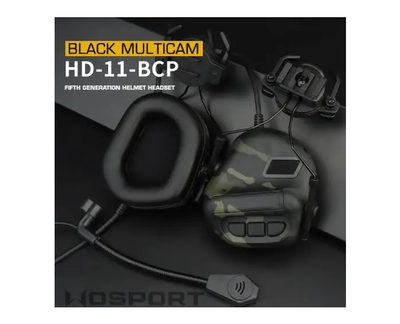 Наушники тактические активные с микрофоном Wosport HD-11-OD черный мультикам 1 пара