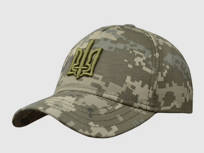 Бейсболка тактическая VladAltex ОГ 55-56 см кепка летняя с вышивкой 3D герба 419-46 пиксель зсу хаки