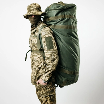 Баул рюкзак сумка тактическая Хаки 120 литров. Оксфорд 600-D водонепроницаемый