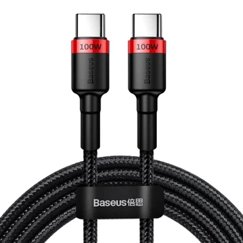 Кабель Baseus Cafule PD2.0 100W flash charging Type-C to Type-C cable 20V 5A 2m Black-Red (CATKLF-AL91)