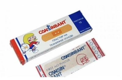 Бактерицидний пластир на тканинній основі Cansinbant 300 шт 19 х 72 мм 30 упаковок