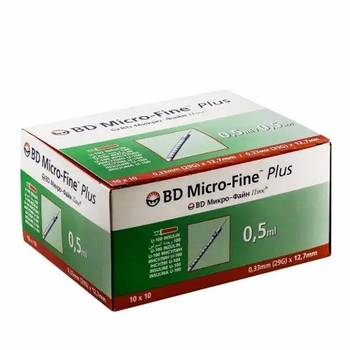 Шприц BD Micro-Fine інсуліновий 0,5 мл U-100 29G (0,33 x 12,7 мм) 100 шт