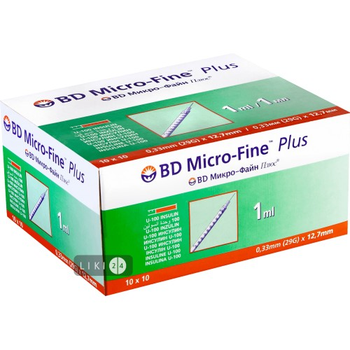 Шприц BD Micro-Fine інсуліновий 1 мл U-100 30 G (0,30 x 8,0 мм) 100 шт