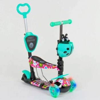 Самокат 5в1 43702 (1) Best Scooter, АСТРАКЦИЯ, PU колеса, ПОДСВЕТКА КОЛЕС