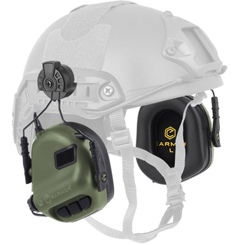 Активные стрелковые наушники на шлем Opsmen Earmor M31H Olive + Premium крепление Чебурашка (127750kr)