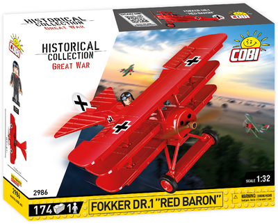 Klocki konstrukcyjne Cobi I Wojna Światowa Samolot Fokker Dr. I Czerwony Baron 174 elementy (2986)