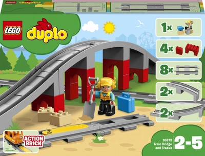 Zestaw klocków LEGO DUPLO Tory kolejowe i wiadukt 26 elementów (10872)