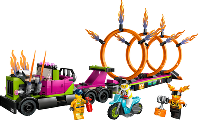 Zestaw klocków LEGO City Stuntz Wyzwanie kaskaderskie - ciężarówka i ogniste obręcze 479 elementów (60357)