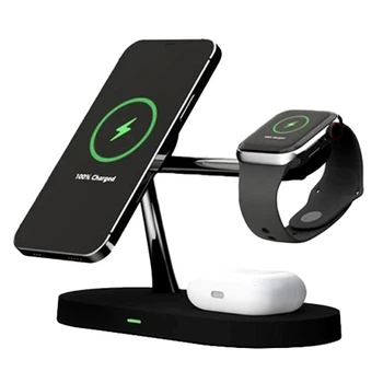 Док станция с беспроводной зарядкой Qi 5in1 Proda PD-W6 |5-15W, Watch/AirPods/Phone, подсветка| black