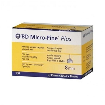 Голки для інсулінових шприц-ручок 30G (0,30 x 8,0 мм) BD Micro-Fine 100 шт.