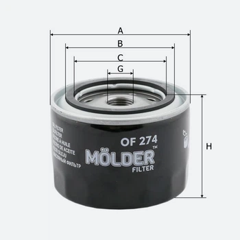 Масляный фильтр MOLDER аналог WL 7168/OC384/W9142 (OF274)