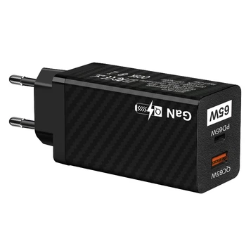 Зарядное устройство GaN 65W PD Type-C / 20W QC3.0 USB-A - Черный