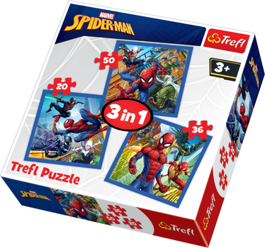 Puzzle Trefl Potęga Spider-Mana, 3 puzzle 20-36-50 elementów (34841)