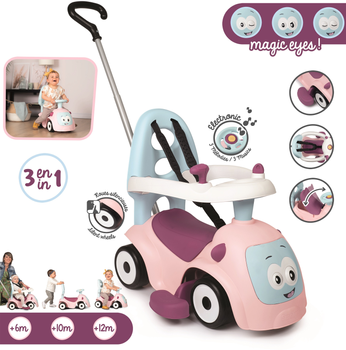 Машина для катання малюка Smoby Toys Маестро 3 в 1 зі звуковими ефектами рожева (720305)