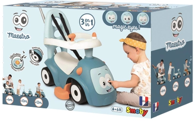 Машина для катання малюка Smoby Toys Маестро 3 в 1 зі звуковими ефектами блакитна (720304)