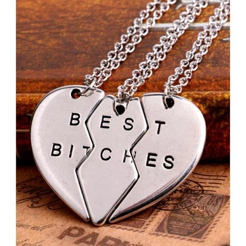 Кулон парный Best bitches dongsheng jewelry для троих подруг Серебристый