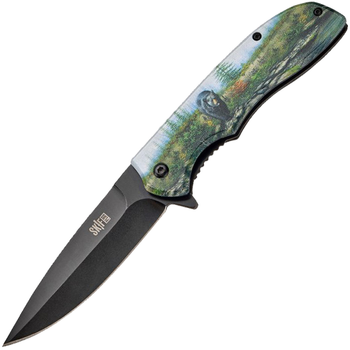 Нож складной Skif Plus Kodiak (длина: 250мм, лезвие: 90мм, черное), с рисунком