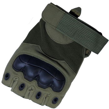 Тактичні рукавички без пальців із захистом (р. L), олива