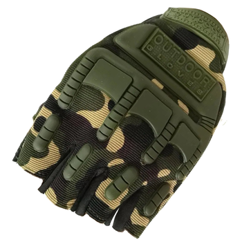 Перчатки тактические без пальцев с резиновой защитой (р. XL), камуфляж