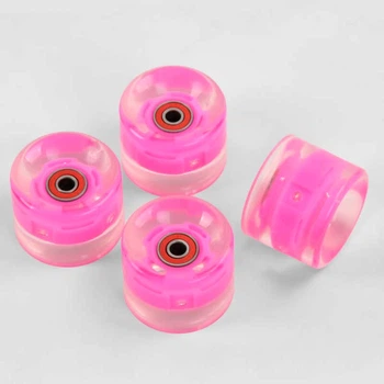 Комплект коліс для Penny Board (пенні борду) SK-0189 (40) / ЦІНА ЗА 4ШТ / колір РОЖОВИЙ, з підшипником ABEC-7, зі світлом, розмір 60*45 мм