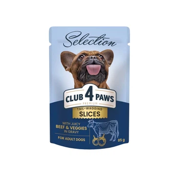Вологий корм для собак Club 4 Paws Premium Selection Adult 85 г - яловичина та овочі