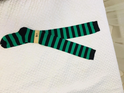 Чулки-заколенки Home Socks 35-40 Широкая полоска Черно-Зеленые