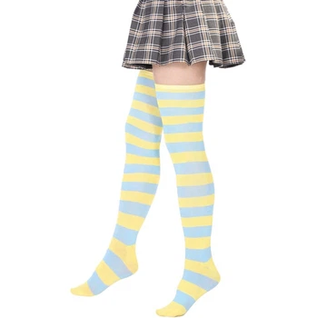 Чулки-заколенки Home Socks 35-40 Широкая полоска Желто-голубые
