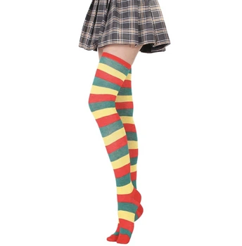 Гольфіни-заколенкі Home Socks 35-40 Широка смужка Червоно-жовто-зелені