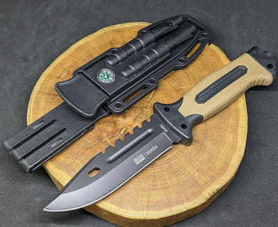 Нескладной тактический нож Tactic туристический охотничий армейский нож с чехлом, огниво и точилка (4048C)