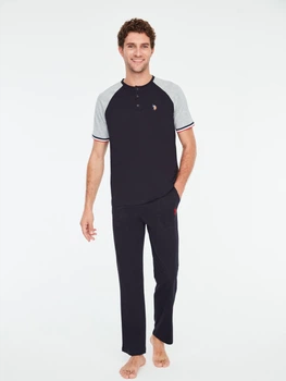 Пижама (футболка + штаны) мужская хлопковая U.S. Polo Assn 18668 S Темно-синий/Серый (8680557401998)