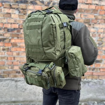 Тактический военный рюкзак с подсумками Military военный рюкзак водоотталкивающий 50 л 52 х 32 х 22 см Олива