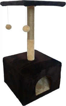 Когтеточка Пушистик с полкой Шоколадная 38х35х50 см (4820216670622)