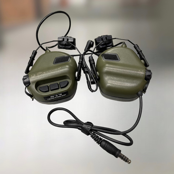 Навушники тактичні Earmor M32H, активні, з кріпленням на шолом і знімним мікрофоном, NRR 22, колір Зелений