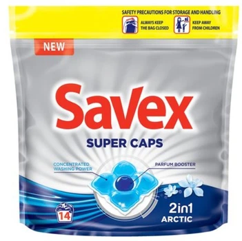Капсулы для стирки Savex Super Caps 2 in 1 Arctic для белого белья 14 шт